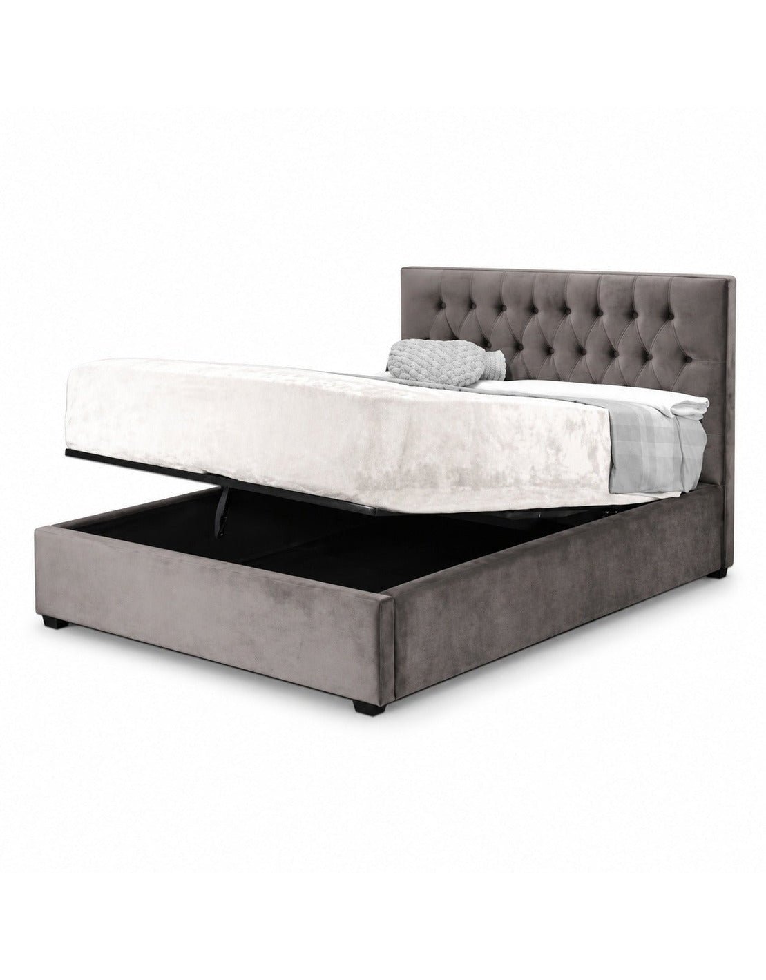 سرير سوبر كينج خشب كونتر و قماش قطيفة بنى كود bed5018 _