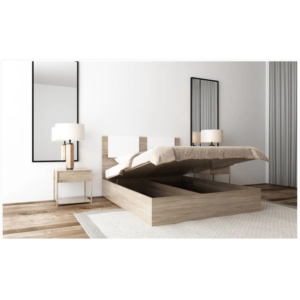 سرير سوبر كينج خشب كونتر و قماش قطيفة بيج كود bed5003 _