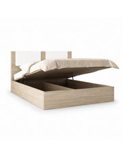 سرير سوبر كينج خشب كونتر و قماش قطيفة بيج كود bed5003