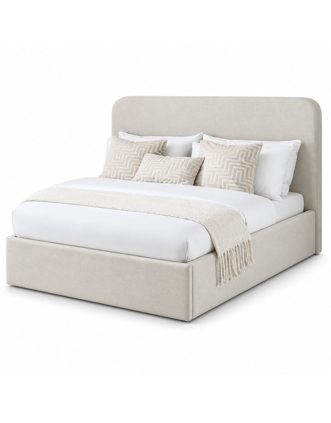 سرير سوبر كينج خشب كونتر و قماش قطيفة بيج كود bed5025