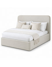 سرير سوبر كينج خشب كونتر و قماش قطيفة بيج كود bed5025