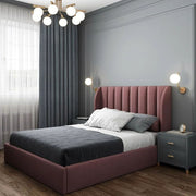 سرير سوبر كينج خشب كونتر و قماش قطيفة كاشمير كود bed5015 _