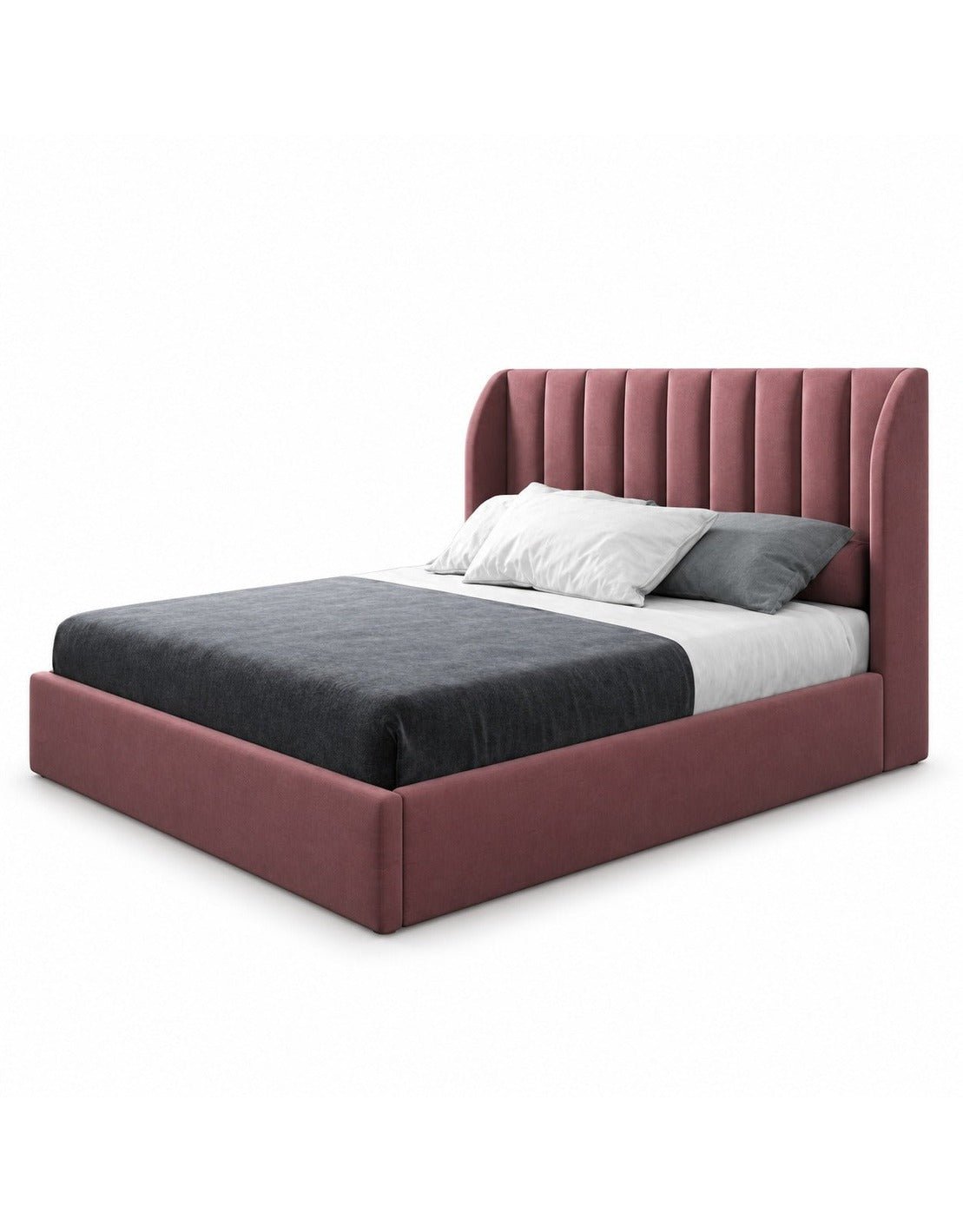 سرير سوبر كينج خشب كونتر و قماش قطيفة كاشمير كود bed5015 _