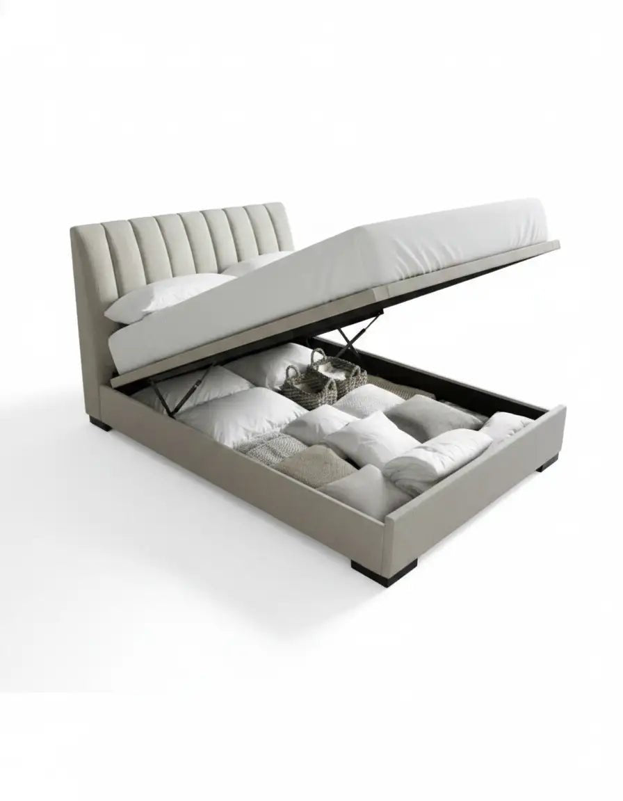 سرير سوبر كينج خشب كونتر و قماش قطيفة رمادي كود bed5024 _