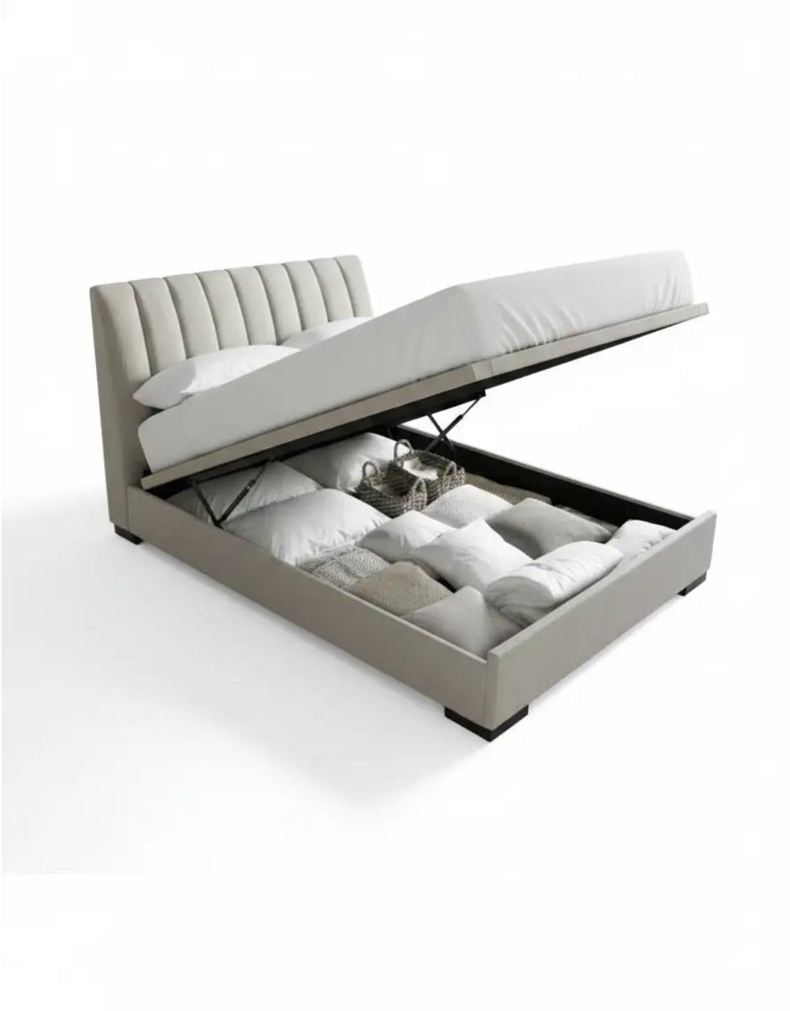 سرير سوبر كينج خشب كونتر و قماش قطيفة رمادي كود bed5024 _