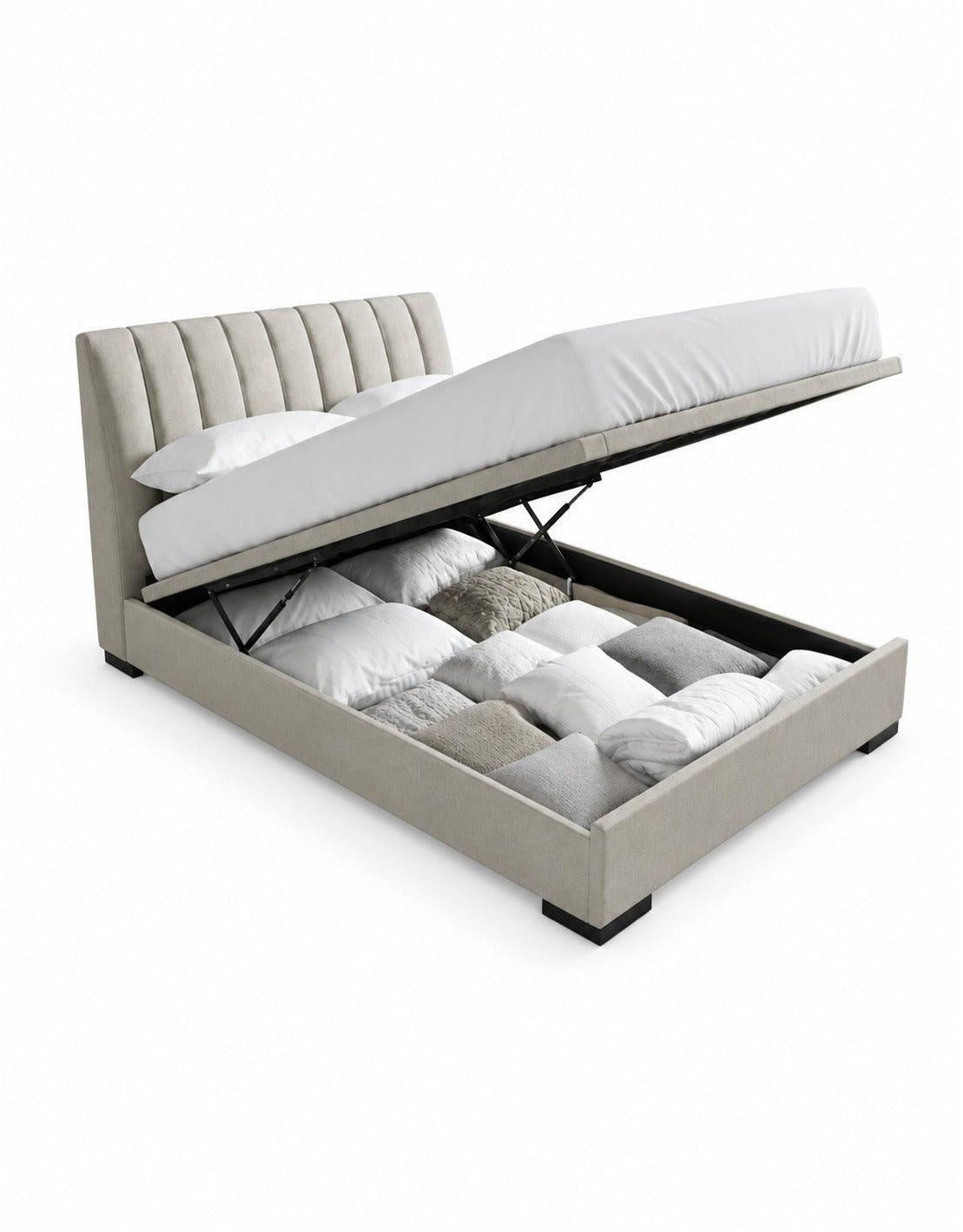 سرير سوبر كينج خشب كونتر و قماش قطيفة رمادي كود bed5024 _