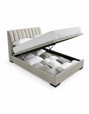 سرير سوبر كينج خشب كونتر و قماش قطيفة رمادي كود bed5024 _