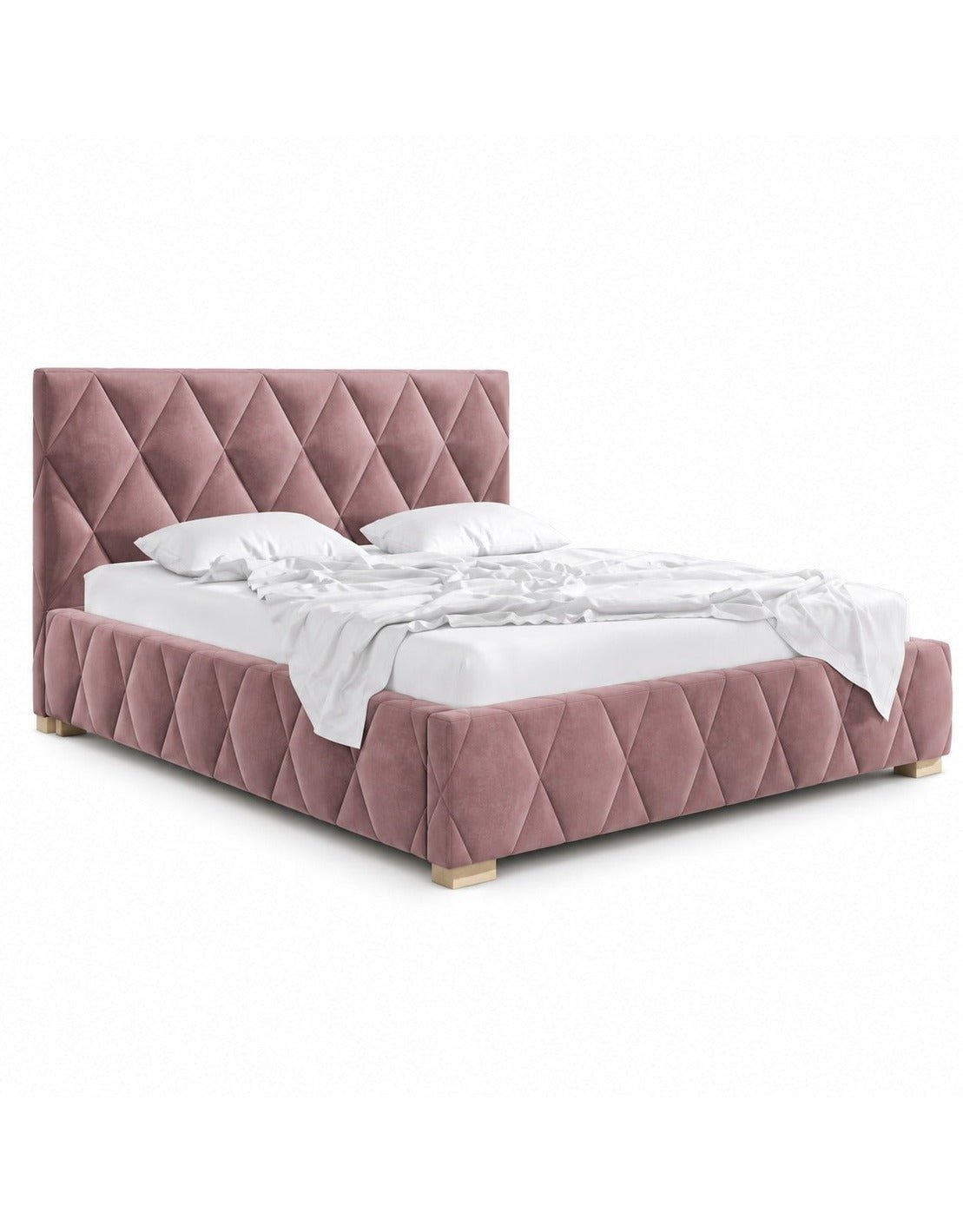 سرير سوبر كينج خشب كونتر و قماش قطيفة زهري كود bed5014 _