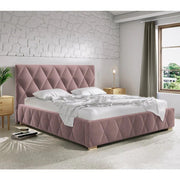 سرير سوبر كينج خشب كونتر و قماش قطيفة زهري كود bed5014 _