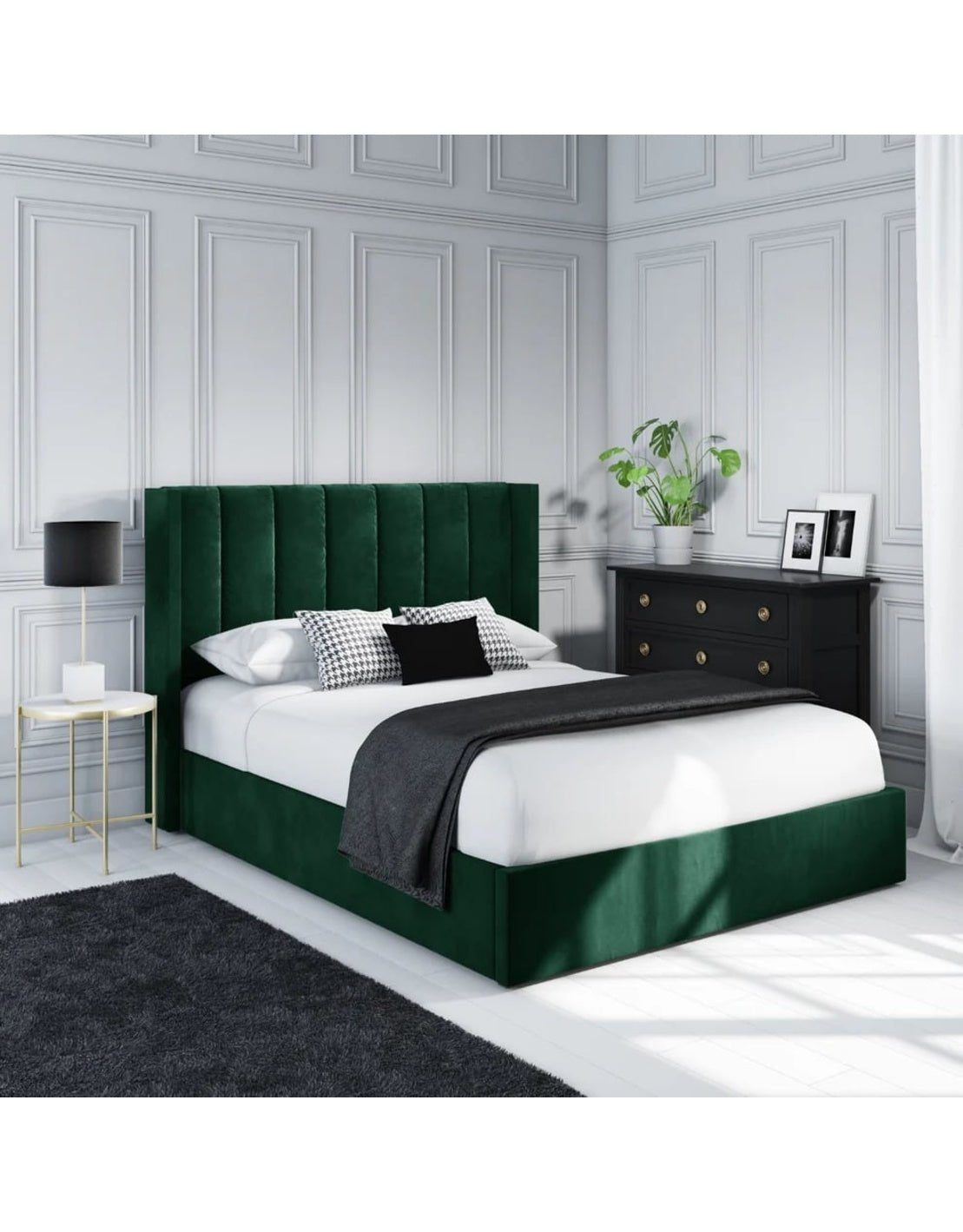 سرير سوبر كينج خشب كونتر و قماش قطيفة زيتى غامق كود bed5021 _