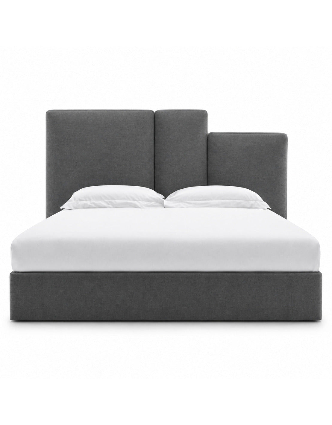 سرير سوبر كينج خشب زان و قطيفة رمادي كود bed5013 _