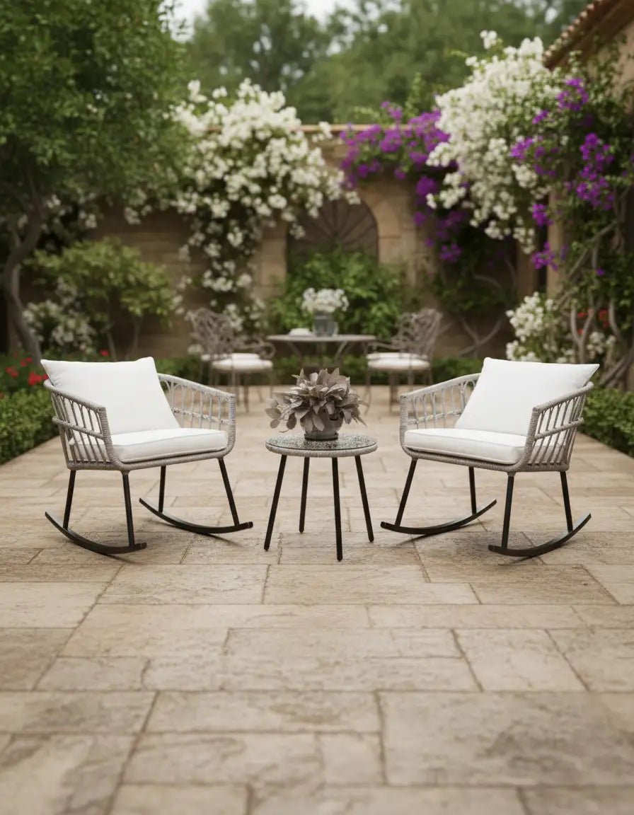 طقم حديقة ابيض/بيج كود outdoor4026 _ أثاث خارجي