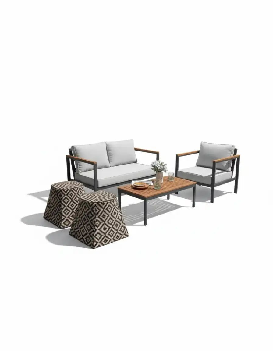 Outdoor set, 4 pieces, gray and black, code outdoor40334 _ outdoor furniture