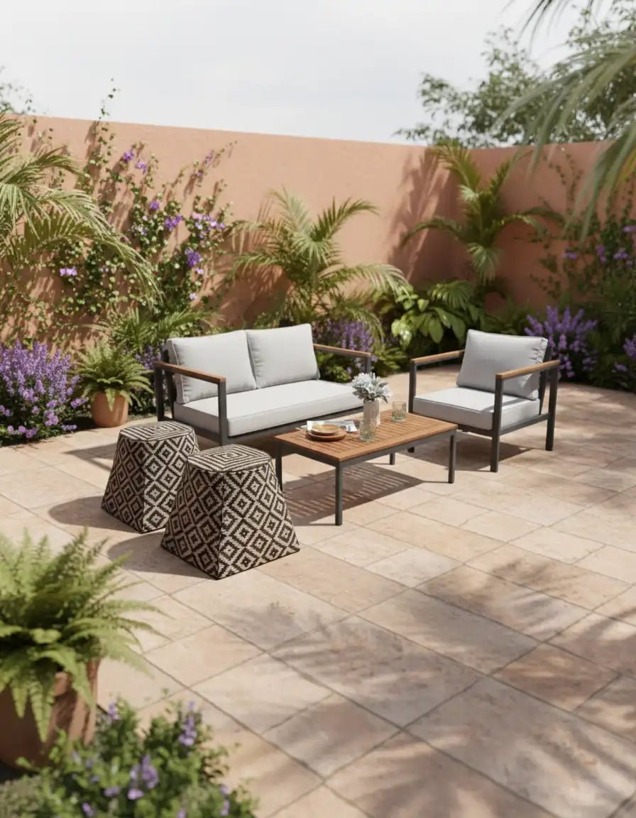 طقم خارجي، 4 قطع، رمادى و أسود كود outdoor40334 _ أثاث خارجي