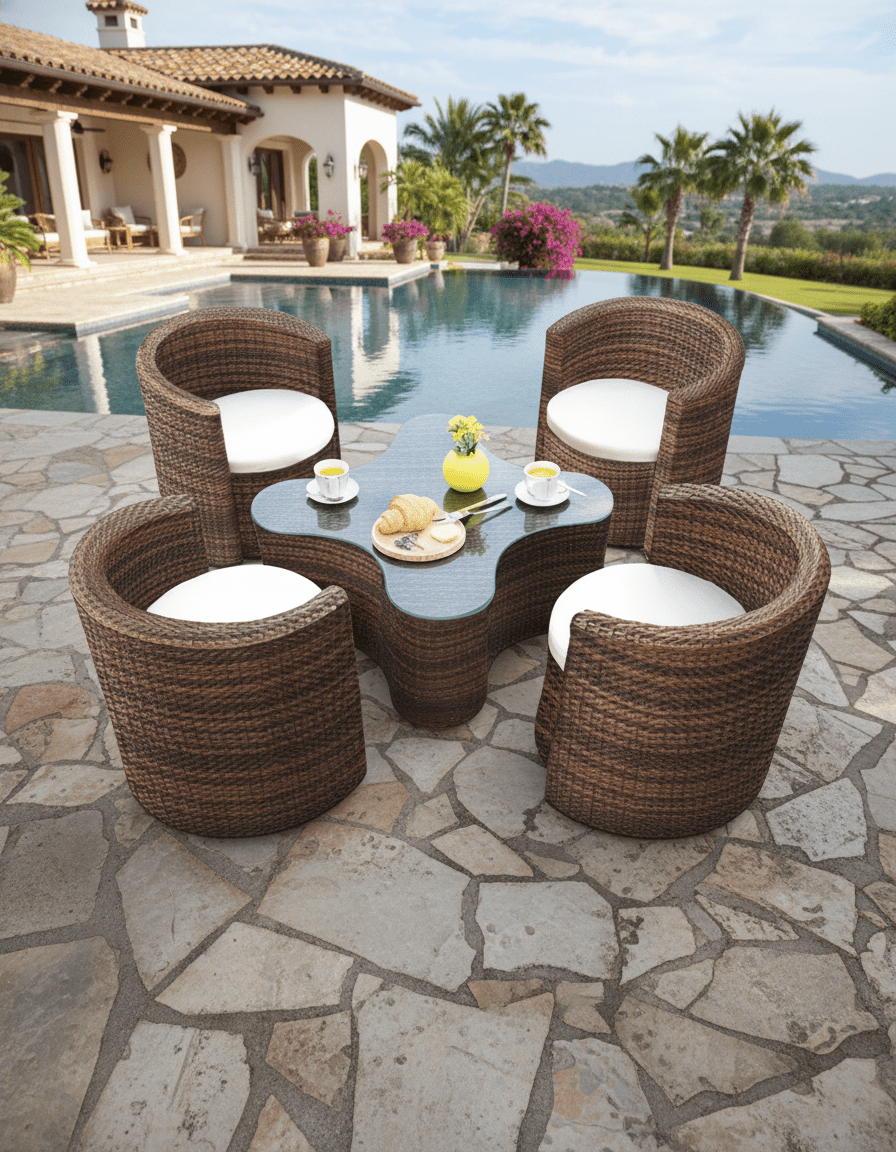 طقم راتان خارجي – أثاث خارجي فاخر لفرش الحدائق والشرفات | outdoor4002 _ أثاث خارجي