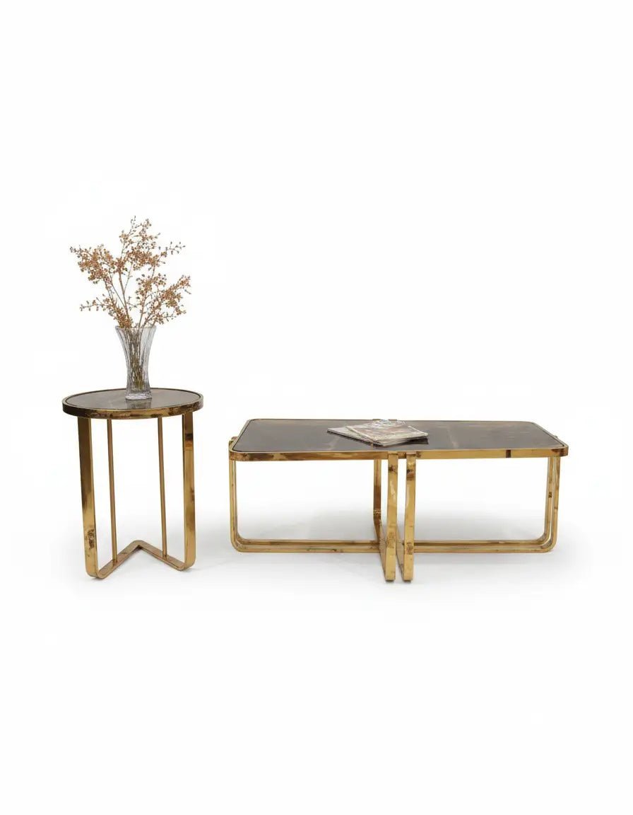 Cleopatra stainless steel table set, 2-piece, code Stainlesstable6069 _