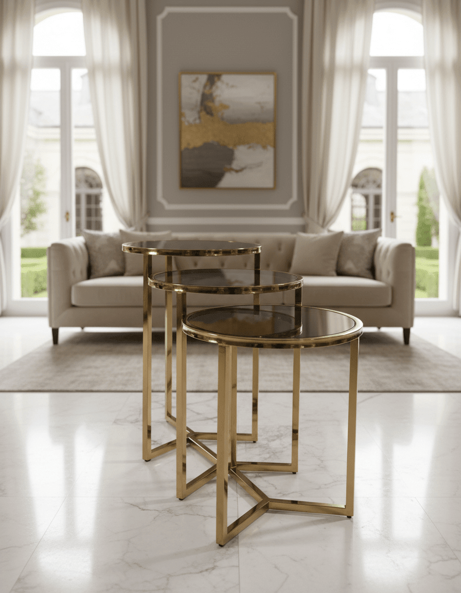 Mercedes stainless table set, 3 pieces, code Stainlesstable6041 _