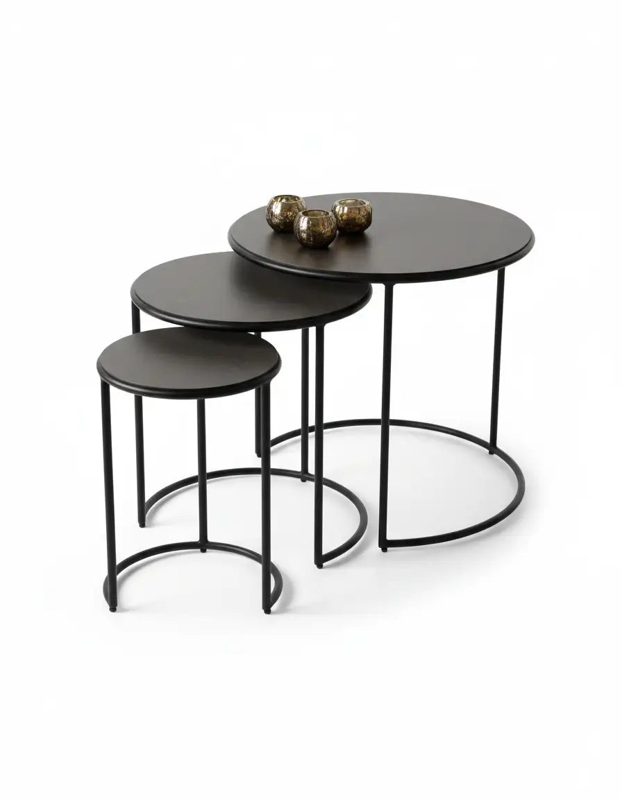 Three-piece round stainless table set, code Stainlesstable6047 _