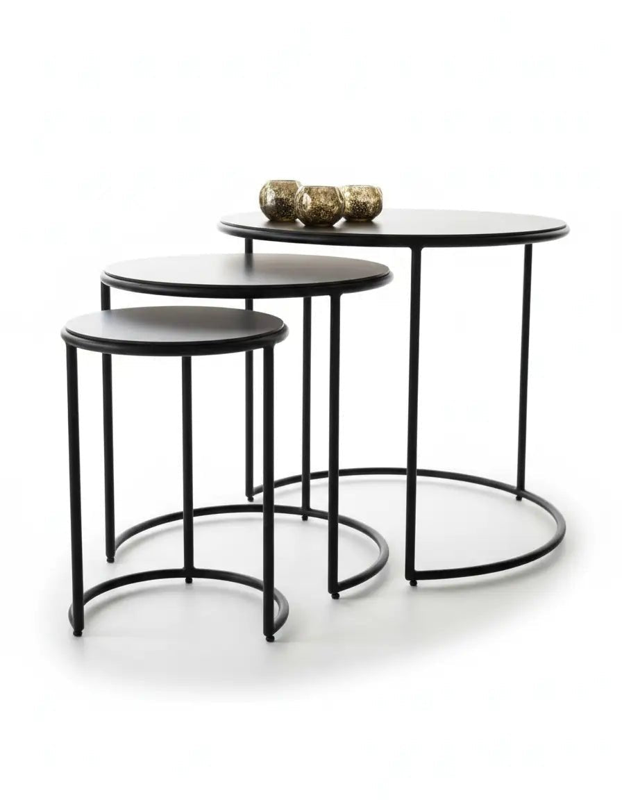 Three-piece round stainless table set, code Stainlesstable6047 _