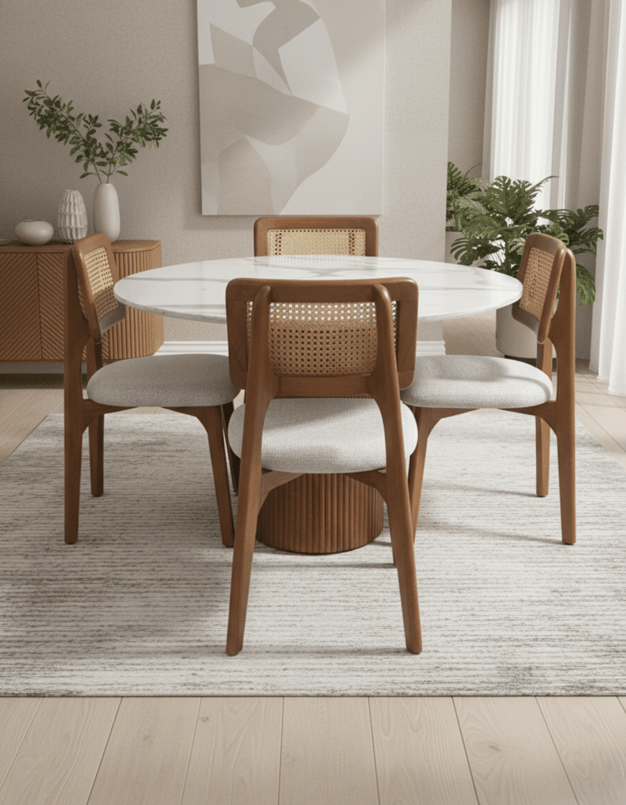 Dining table with 4 chairs, code DOM-DT 102-BOHO _ dining